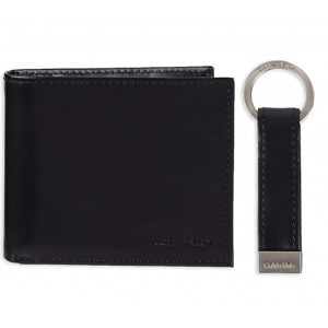 Calvin Klein Men's RFID Blocking Leather Bifold Coin Wallet- Black